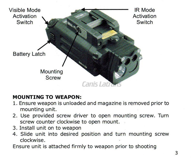 DBAL-PL Flashlight with Red Laser and IR Illuminator