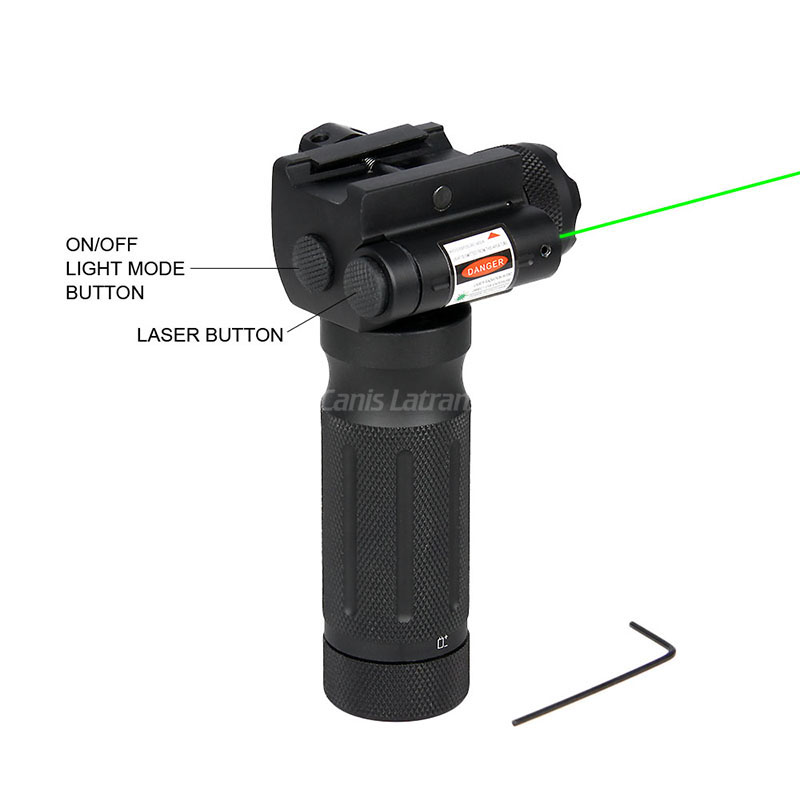 Tactical quick detachable vertical grip flashlight with green lase