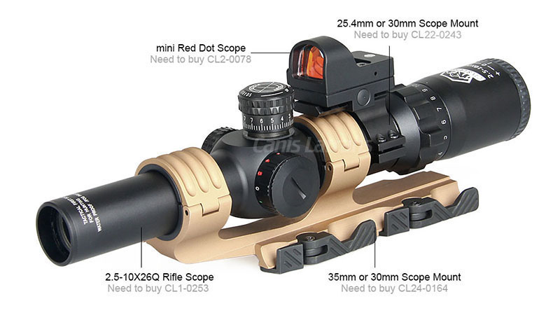 2.5-10X26Q Rifle Scope+Red dot+Rail