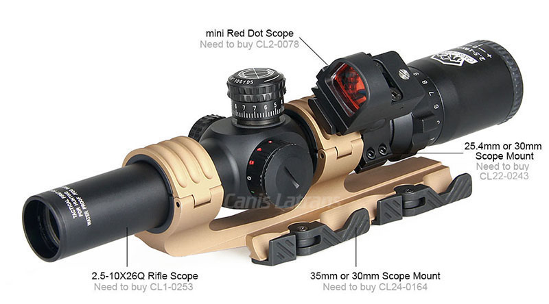 2.5-10X26Q Rifle Scope+Red dot+Rail