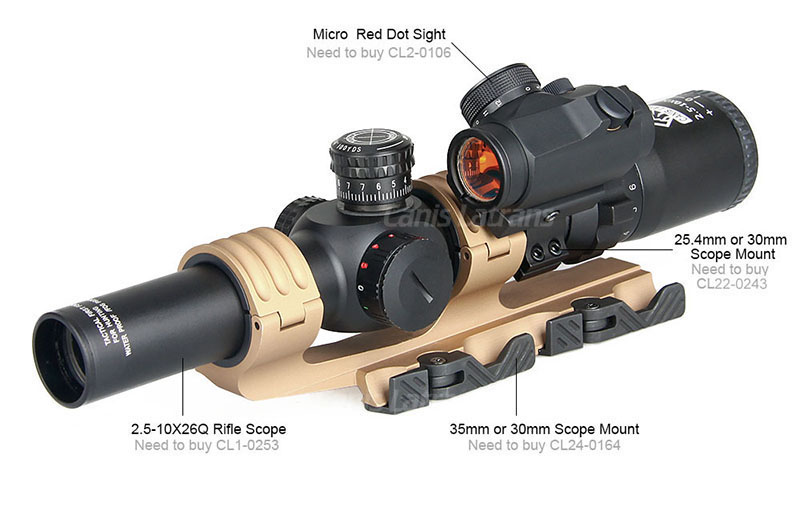 2.5-10X26Q Rifle Scope+Red dot+Rail